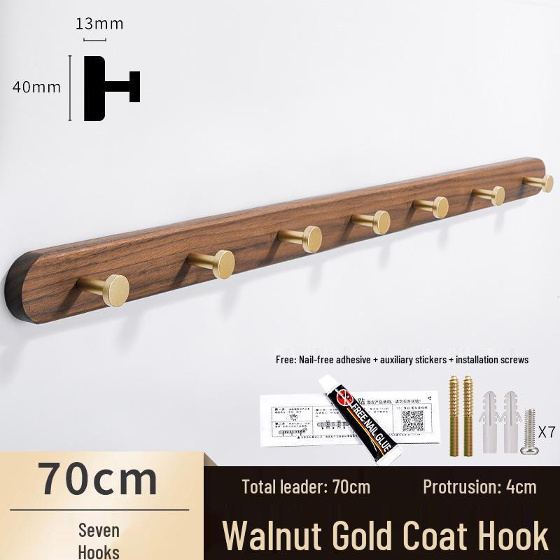 Solid Wood No-Punch Adhesive Coat Rack: Tiered Entryway/Wall/Door Mount Hanger
