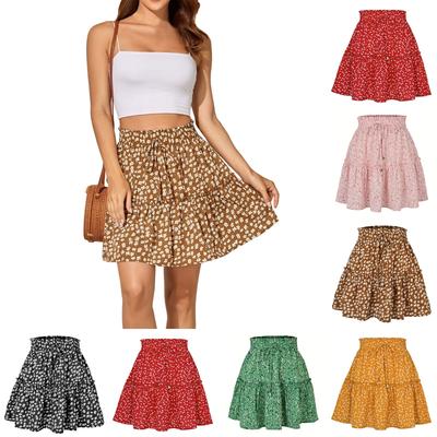 Women's High Waist Fashion Printed Skirt Small Floral A-line Short Skirt For Women