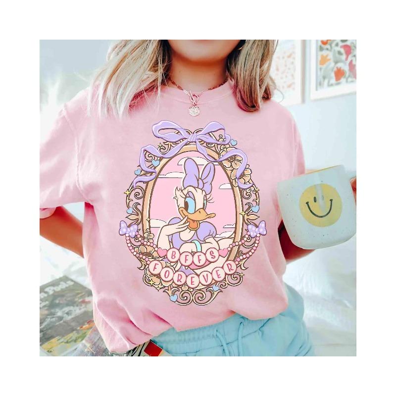 Trend Casual Playful Bow Minnie Mouse and Daisy Duck Girlfriend Shirtland TShirt AllSeason Cotton Base S
