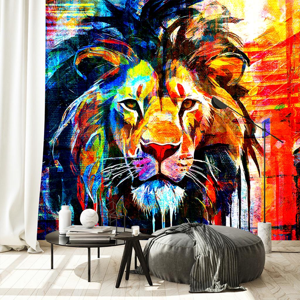 Wallpaper Colorful Lion Abstraction