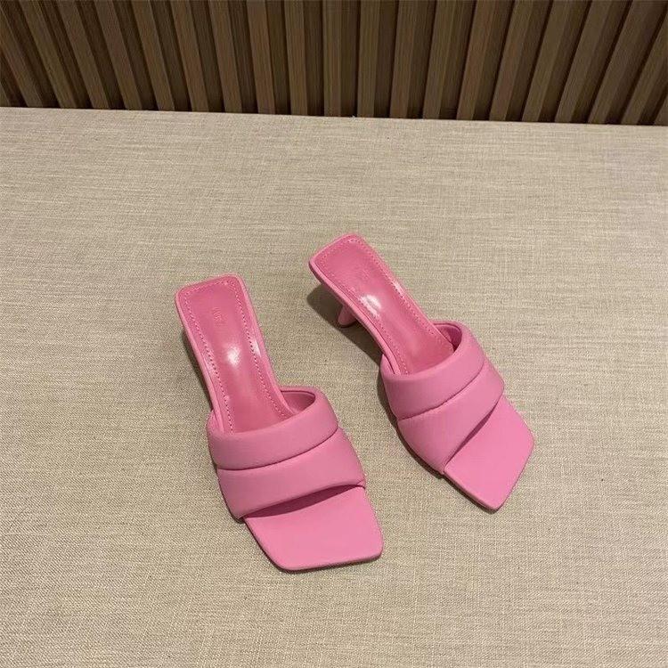 Summer New Brand Women Slipper High Wedge Heel Ladies Elegant Dress Slides Shoes Square Toe Slip on Slippers