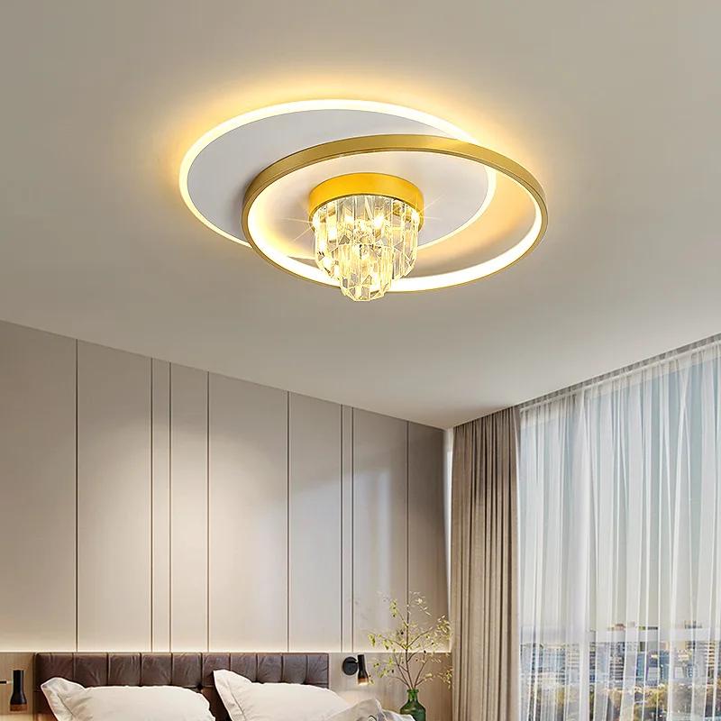 Bedroom Modern Ceiling Lamp Personality Intelligent LED Study Restaurant Interior Decoration Lamps Luxury Crystal Chandelier
