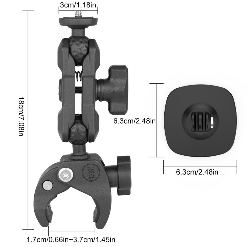 Motorcycle Rail Mount Clamp Convenient 360degree Round Mount for Action Cameras Phones On Bikes Easy To Install