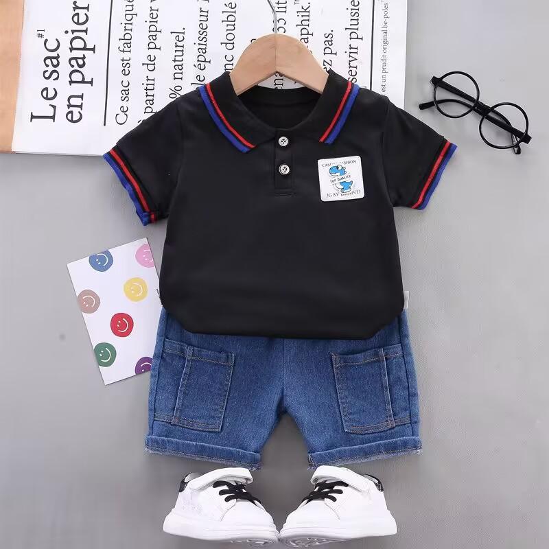 Summer Boys' Clothing Set Children's Striped Short Sleeve Top and Shorts Two-piece Set