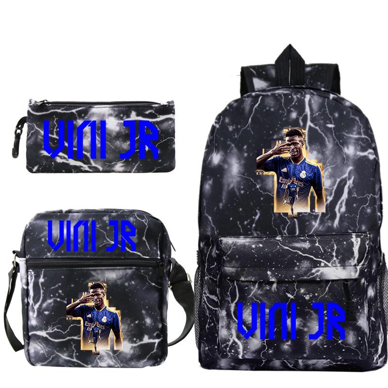 Football Player Peripheral Student Schoolbag Set, Youth Backpack Three-Piece Set