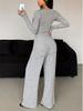 2025 Cross-Border Women's Fall Two-Piece Set: Long-Sleeve Button-Up Bodycon Top + Extra-Long Pants