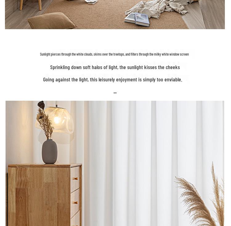 Phantom Anti-Cat Claw Light-Transmitting White Curtain for Bedroom Partition
