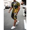 Funny 3D Cat Print Men's Sets Summer Casual O-neck Short Sleeve Tops Shorts 2 Piece Fashion Lion Pattern Suit T-Shirts Outfit
