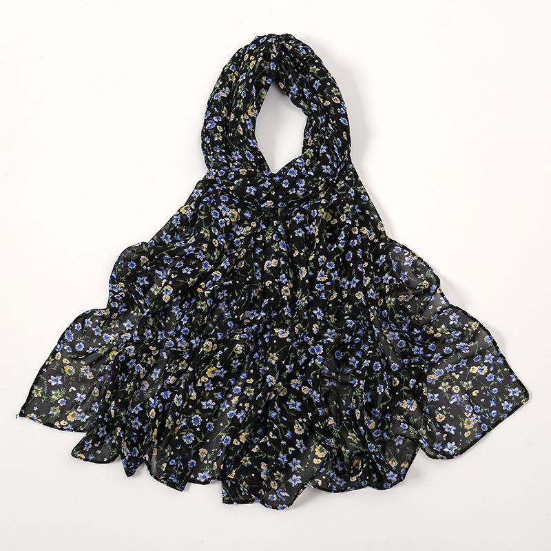 180*70cm Unique Women's Floral Scarves Lightweight Sheer Silky Feeling shawl Chiffon Flowers Printed Scarf