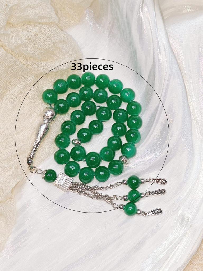 New 10-cent 33-bead solid-color Muslim prayer bracelet, Kaaba pendant, Islamic Tasbih prayer beads