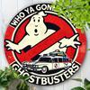 Hisun Tin Sign HD Aluminum Metal Sign Ghostbusters Who Ya Gonna Call Round Wall Decor Vintage Ecto Car Design Tin Poster for Home Man Cave