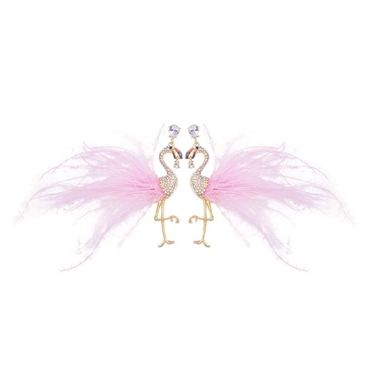 

Fashionable Flamingo Earrings Shimmering Elegant Crystals Embellished Feathers Sturdy Alloy Women Jewelry Accessories 1