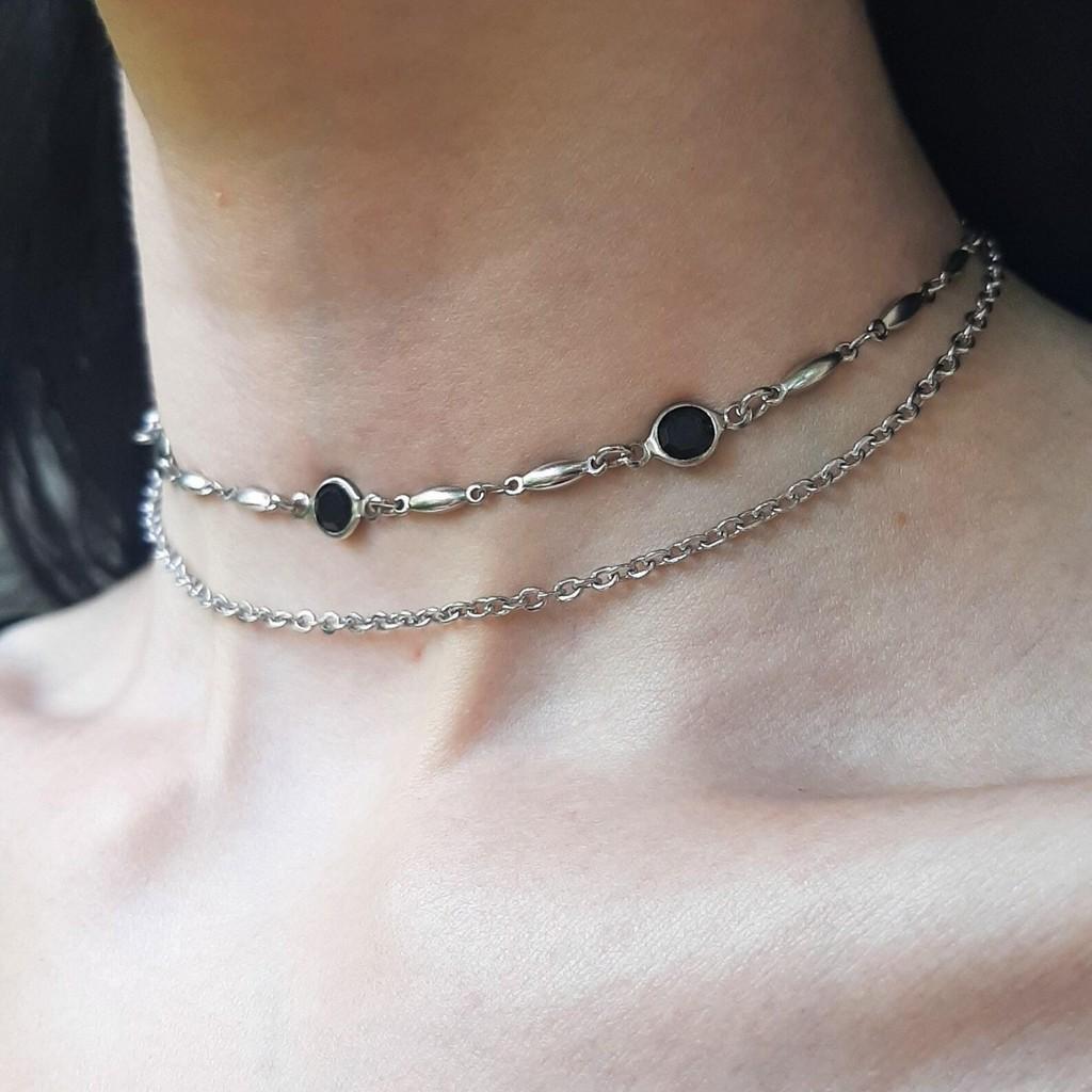 Gothic Crystal Necklace For Women With Geometric Pendant And Cross Chain