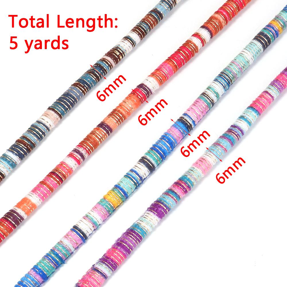 5Yards 6mm Round Cotton Cord Colorful Handmade Ethnic Style String Rope For DIY Jewelry Making Sewing Clothing Decor Accessories