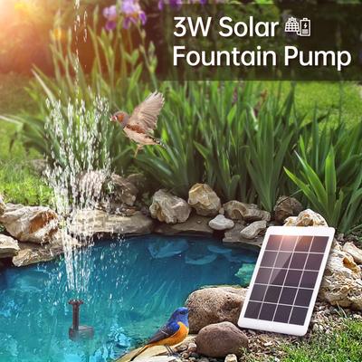 Kit de bomba de água solar Bomba de fonte solar para banho de pássaros com painel solar de 3W 5V 7 bicos máx.. agua