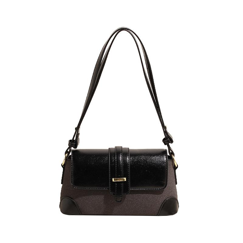 Vintage Maillard brown small bag women's new autumn and winter versatile messenger bag single shoulder underarm baguette bag