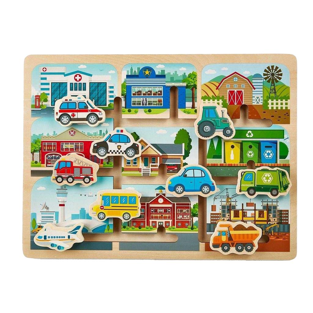 Toy Life Childrens/Kids Vehicles Wooden Puzzle