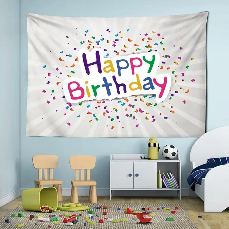 Happy Birthday Pattern Tapestry Office Living Room Tapestry Home Wall Decoration Tapestry