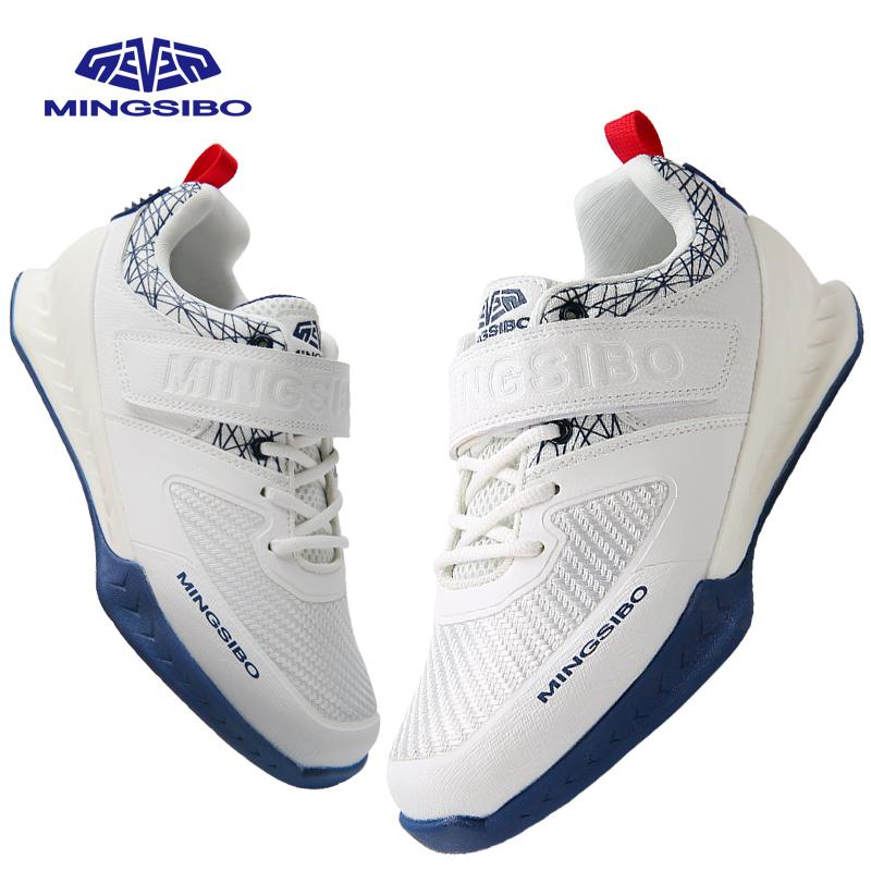 MINGSIBO 2026 White Blue Strength Training Boots Unisex Indoor Professional Weightlifting Shoes Comprehensive Athletic Shoes