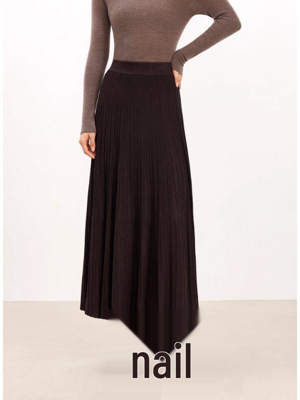 Warm Pleated A-line Knit Skirt - Winter Versatile Commute