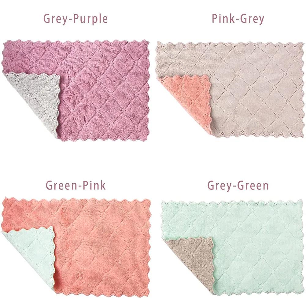 New 10pcs Microfiber Towel Absorbent Kitchen Cleaning Cloth Non-stick Oil Dish Towel Rags Napkins Tableware Household Cleaning T
