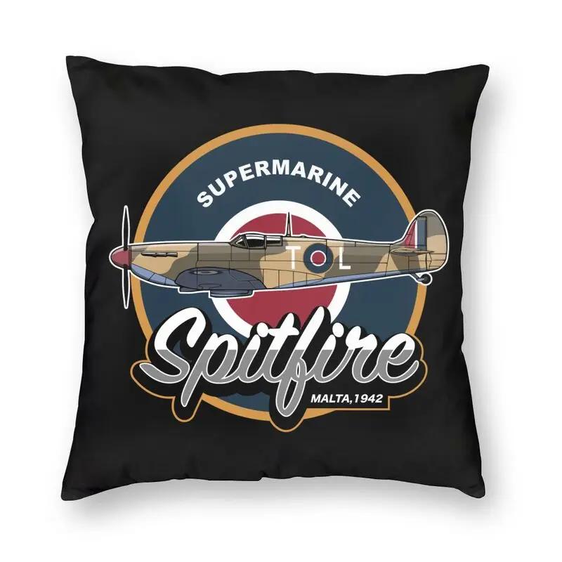Supermarine Spitfire Povlak na polštář RAF Warbird Vojenský Letadlo Letadlo WW2 Pohovka Potah na polštář Domácí dekorace Sametový povlak na polštář