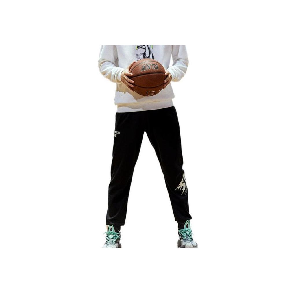 Anta Logo Print Elastic Waist Cuffed Sports Pants Men Pants Black 152131326-1
