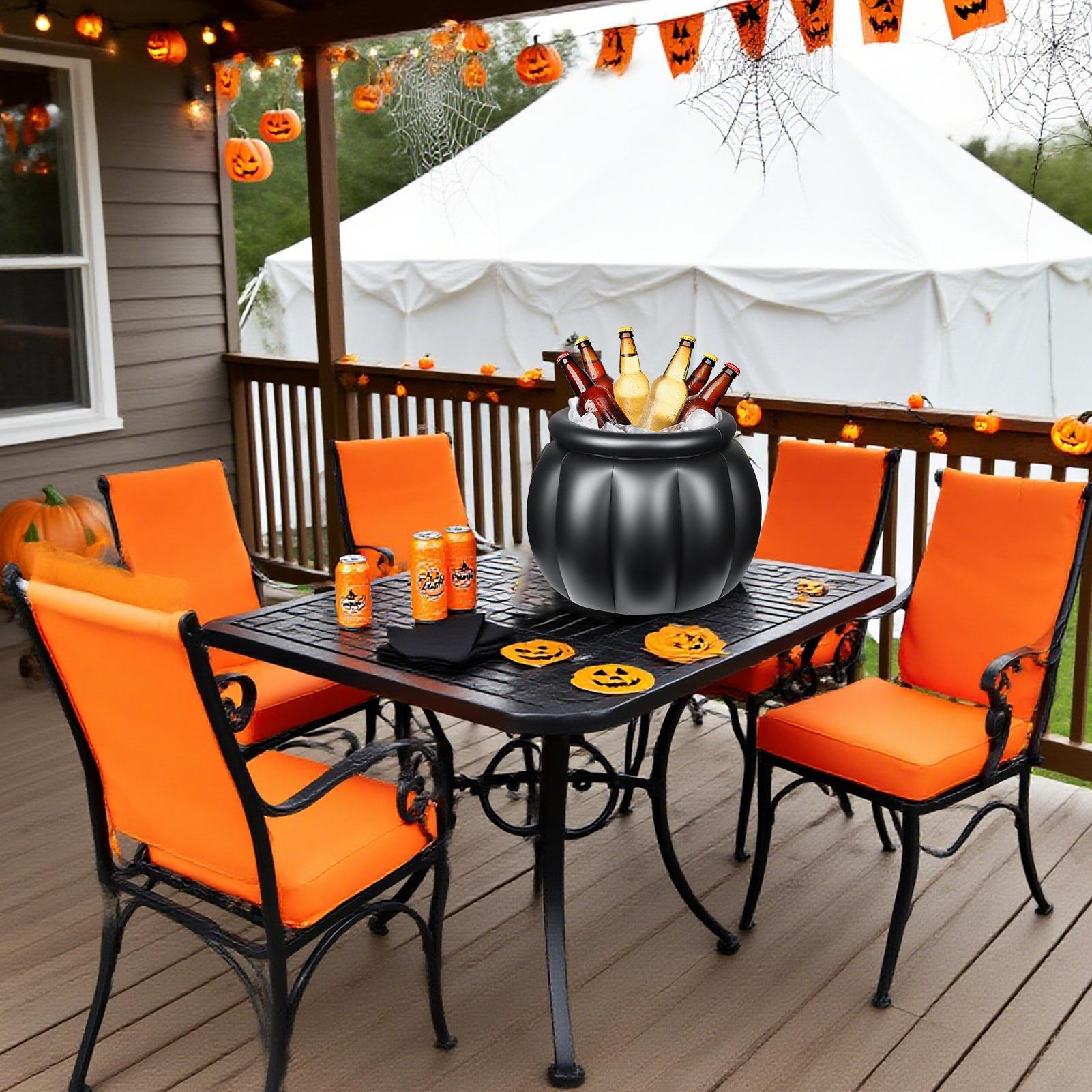 Halloween Inflatable Cooler Halloween Cauldron Shape Inflatable Cooler 22X18 Inch Large Capacity Black Candy Container for CN