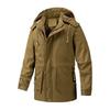 Winter Hooded Jacket for Men, Thick and Warm with Fleece Jacket, Men's Autumn and Winter Men's Mid To Long Washed Cotton Jacket