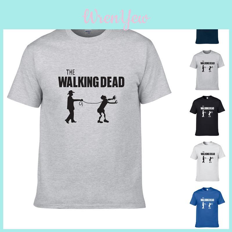 Kvalitní Pánské bavlněné ležérní tričko s krátkým rukávem The Walking Dead Pro všechna roční období**