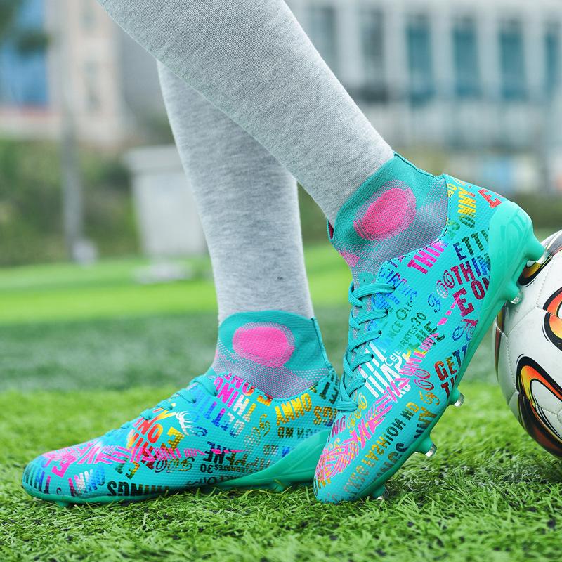 

Football shoes men s high-top broken nails youth game training shoes children s artificial grass mandarin duck cool nails 33