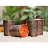 Pure Copper Handcrafted Glasses Set with Gift Box Set of 4 Antique Etching Design for Ayurveda Wellness | Elegant Ayurvedic Benefits