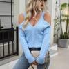 Women's Fall Sexy Halter Strapless Knit Sweater Solid Color Long-sleeved Twist Sweater Women Comfortable Versatile Fashion