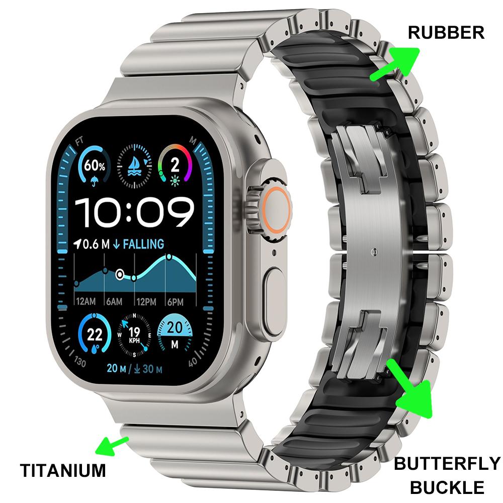 Titanium Band for Apple Watch Ultra3 2 1 49mm Strap Series 11 10 46mm 7 8 9 45mm 5 6 45mm Se Rubber Watchband No Gaps Bracelet