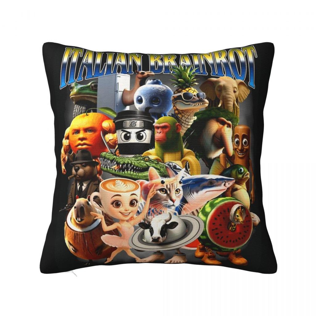 Italian Brainrot Men Women Unisex Funny Meme Pillow Cover Novelty Pillow Case For Home Decor Cushion Cover Soft Pillowcases
