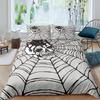 Spider Web Duvet Cover Set Halloween Spider Bedding Sets Boys Girls Black White Comforter Cover Trick or Treat Quilt Cover Set