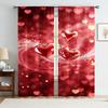 2 Stück rot-goldene herzförmige Vorhänge   romantischer Stil   Schlafzimmer und Wohnzimmer   Dekorative Vorhänge mit Stangentaschen