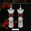 Miao Yin earrings original niche retro Dongling jade earrings long fringed earrings women