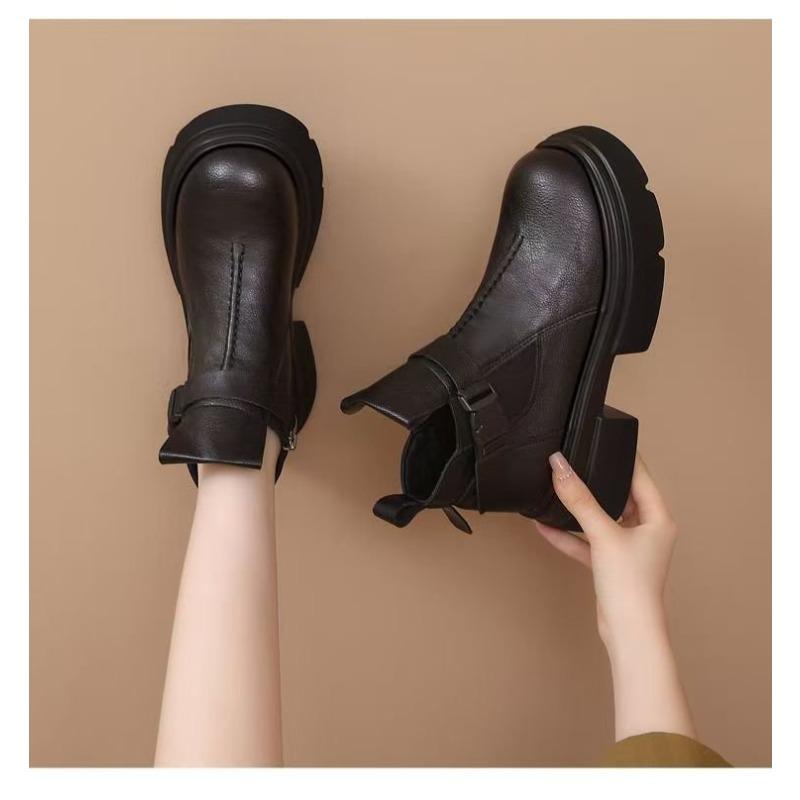 Small thick-soled Martin boots women's new autumn and winter retro versatile Chelsea short cotton boots