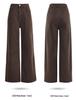 Maillard Women's Retro Brown Wide-Leg High-Waist Jeans, Plus Size, Floor-Length, Spring/Autumn 2025