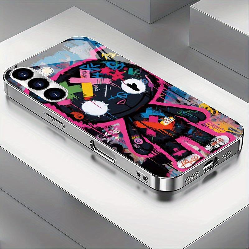 

street painting Bear High-end PhoneCase Electroplated Glass PhoneCase for Samsung Galaxy S26 S25 S24 S23 S22 S21 FE,Ultra,Plus For Galaxy S22 Ultra