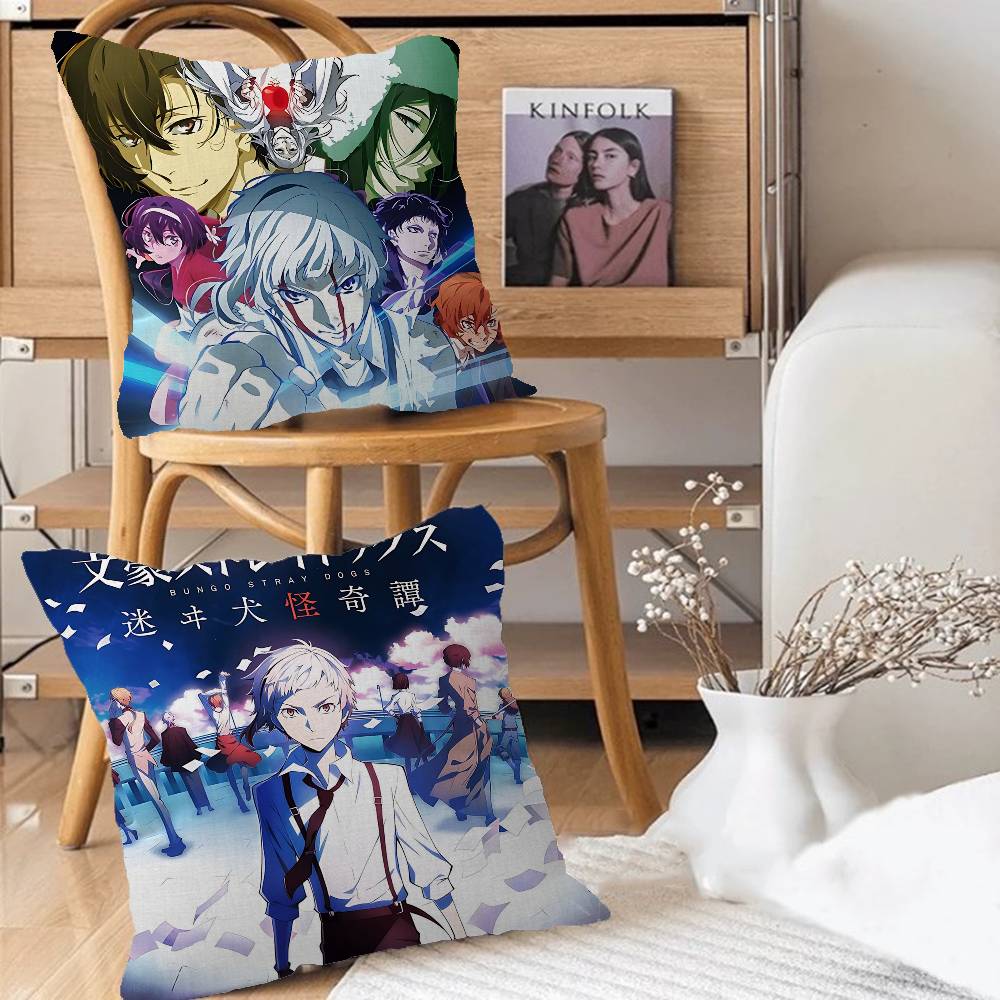 Poszewka na poduszkę z postacią z kreskówki Bungo Stray Dogs Prezent Toon Poszewka na poduszkę Sypialnia Dom Sofa Krzesło Siedzenie Dekoracja Poszewka na poduszkę