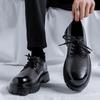 Spring men's shoes British style round head casual leather shoes black high-end big head wedding groom trendy shoes 2951-R