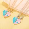 Set da 2 Pezzi Colori Blu e Rosa Ciondolo a Forma di Cuore Migliori Amici Collana BFF Modello Unicorno Gioielli per l'Amicizia