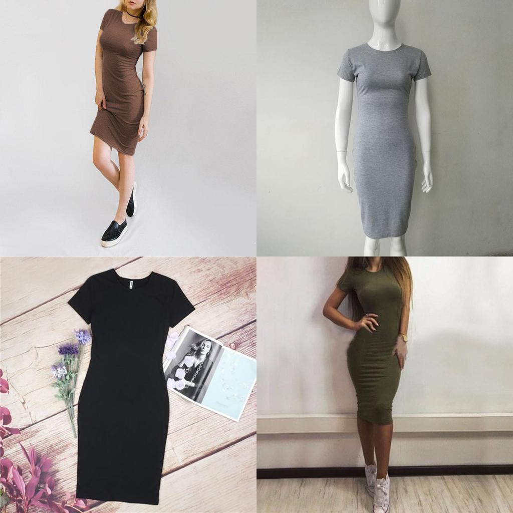 Elegant Womens Short Sleeve Bodycon Pencil Dress For Summer Casual Plus Sizes
