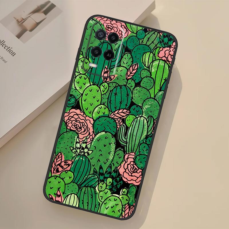 Cactus Pattern Case For Oppo A5 Pro A15 A17 A57 A77 A18 A38 A58 A78 A98 A96 A76 A16 A94 A74 A54 A40 A60 A80