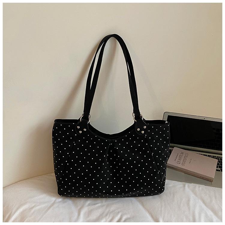 Polka Dot PU Leather Tote Bag for Women Large Capacity Fashion Shoulder Bag Versatile Commuter Handbag