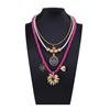 European and American light luxury high-end design sense multi-layer stacking beaded alloy flower animal pendant female versatile necklace