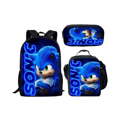 Sonic 3dílná školní taška taška na oběd penál dětská sada