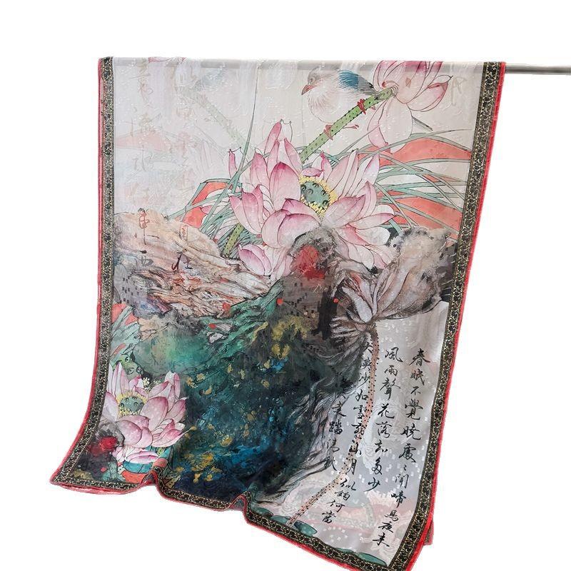 Water Town Picture Printing Flower Cutting Spring And Summer Silk Scarf Large Long Scarf High Sense Travel Shawl Sun Protection Women'S Scarf